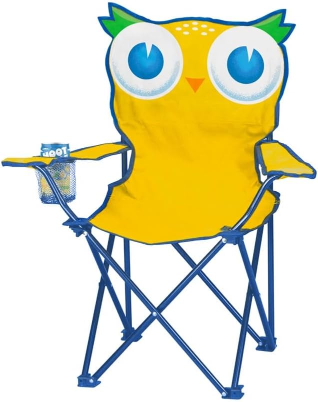 Hoot Juice Kid's Camp Chair – Includes Carry Bag and Cupholder. Cute Owl Design for Toddlers and Kids Outdoor Chair for Camping Beach Backyard Travel. Lightweight Durable 120 lb Capacity