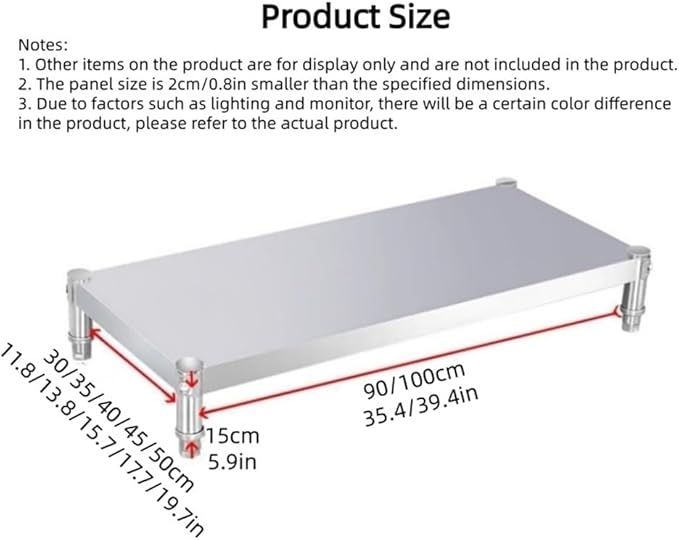 Stainless Steel Floor Riser with Adjustable Feet Heavy Duty Dunnage Rack Commercial Metal Stand Pedestal for Restaurants Kitchens Garages(35.4x11.8x5.9in)