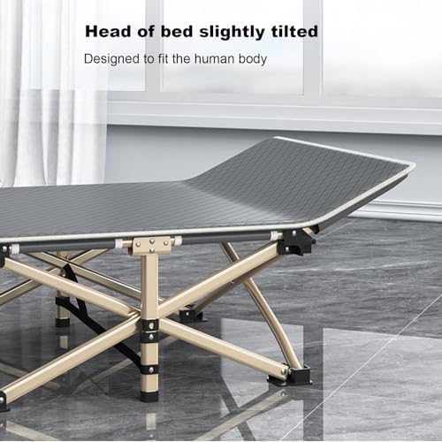 Portable Folding Adult BedAdult Folding Bed Camping Cot Folding Camping Cot with Mat for Adults Heavy Duty Outdoor Bed with Carry Bag Layer Oxford Travel Camp Cots for Camping Spare