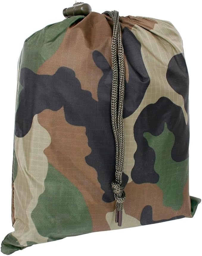Mil-Tec Adult Ripstop Wet Weather Lightweight Waterproof Multi-Use Rain Poncho with Hood - Use as Bivouac Sack Shelter Tent