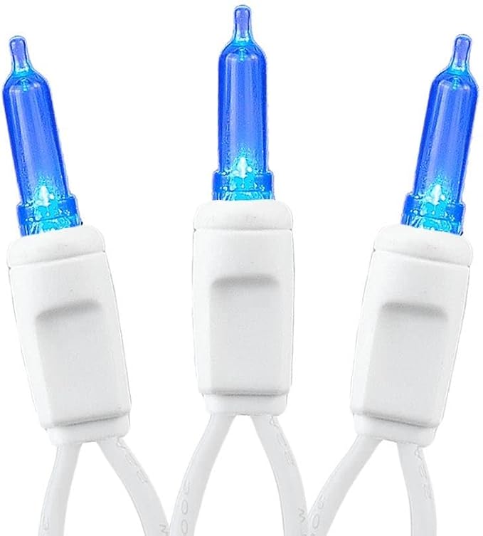 Novelty Lights Vintage Style T5 Blue LED Christmas Lights 11.5 Feet White Wire String of 35 Mini Bulbs UL Listed Indoor/Outdoor Tree Lighting