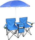 Ochine Double Camping Chair with Umbrella Folding Loveseat Chairs with Canopy Shade Table Beverage Holder and Storage Bag Double Rocker Chair Outdoor for Camping Beach Picnic