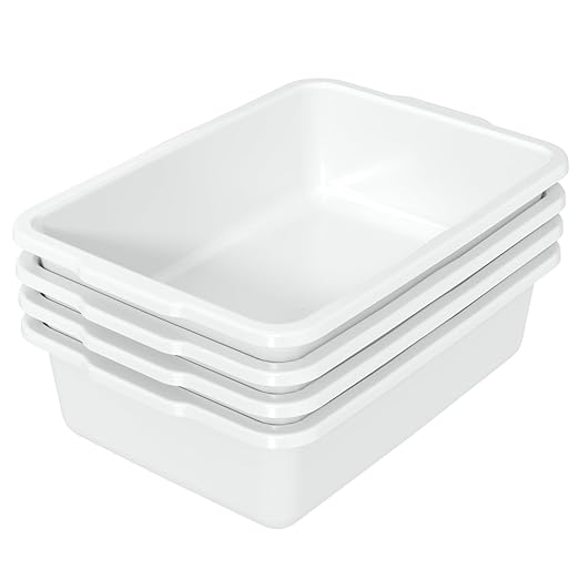 35 L Plastic Large Bus Bin Commercial Bus Tubs White 4 Packs