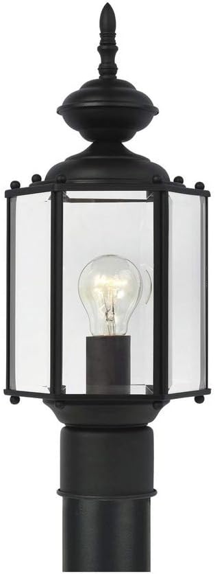 Sea Gull lighting 8209-12 Outdoor Post Lantern One Light Black with Clear Beveled Glass