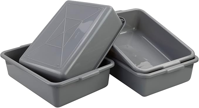 22 L Commercial Tote Box Food Serving Bus Tub 4 Pack Grey