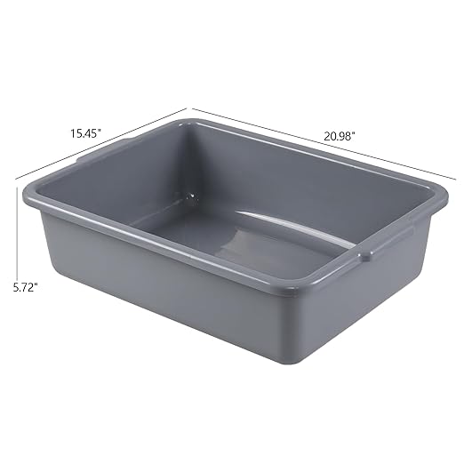 4 Packs 23 L Restaurant Plastic Bus Tubs Commercial Bus Box Bins Gray