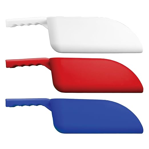 Remco - A Vikan Company 3 pk Color-Coded Plastic Hand Scoop - BPA-Free Food-Safe Scooper Commercial Grade Utensils Restaurant and Food Service Supplies Extra Large 82 Ounce Size Red/White/Blue