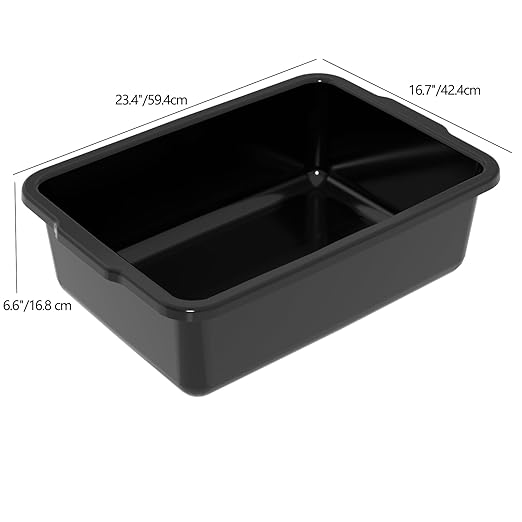 Xyskin Plastic Dish Tubs Commercial Bus Box/Wash Basin Tote Box 4-Pack (Black 32L)