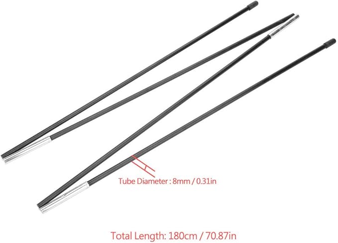 Tent Poles Replacement Tent Poles for Tarp Tent Accessories Lightweight Adjustable Fibreglass with Pointed Head Design Suitable for 2×2m Double Tent for Camping Hiking Outdoor Activity