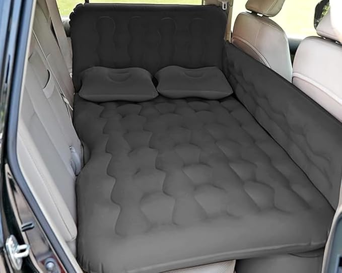Air Mattress Bed for car Car Air Mattress with Inflation Pump 2 Inflatable Pillows and 2 Footrests for Back Seat Side Seat Trunk Sleeping Thickened Camping Bed - Black