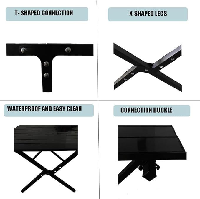 Portable Low Alluminum Roll Up Travel Folding Table for Beach Camping &amp Picnic – Compact Lightweight Multi-Purpose for Indoor &amp Outdoor Use (Black)