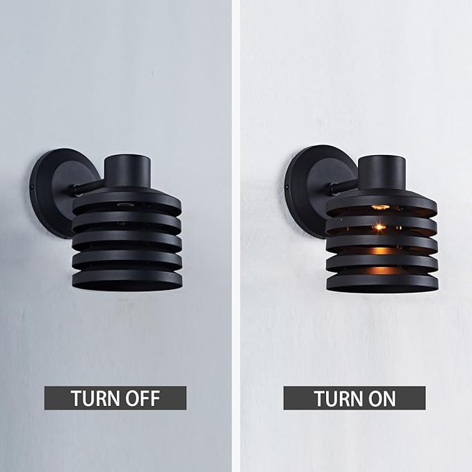 Industrial Matte Black Cylindrical Outdoor Wall Sconce with Louvered Design Weatherproof Exterior Light Fixture Farmhouse Lighting for Entrance Courtyard Porch Patio Garage