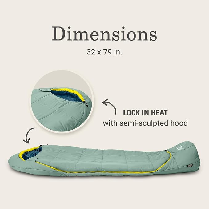 Coleman Big Bay 0/20/40°F Cold-Weather Sleeping Bag Adult Mummy Sleeping Bag with Headrest Foot Ventilation &amp Storage Sack Big &amp Tall Options