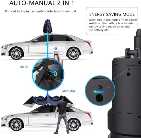 Fully Automatic Portable Car Tent 4.8m Foldable Carport Umbrella Remote Control Sunshade Canopy Cover for Vehicles Universal Protection Vehicle Shelter Blue