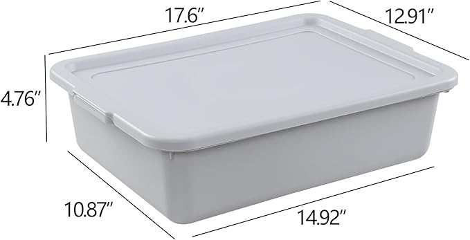 3-Pack 13 L Commercial Bus Tub Box Plastic Restaurant Bus Tubs with Lids Grey