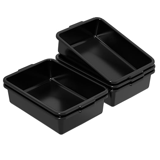 Sadstory 8 L Small Plastic Commercial Bus Tubs Food Service Bus Tub Box 5 Packs Black