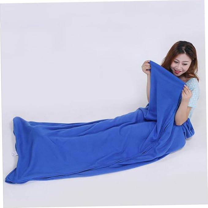 Mikikit Outdoor Ultralight Fleece Sleeping Bag Double-Sided Warm Camping Blanket for Adults Portable Travel Sleep Sack for Camping Hiking and Napping