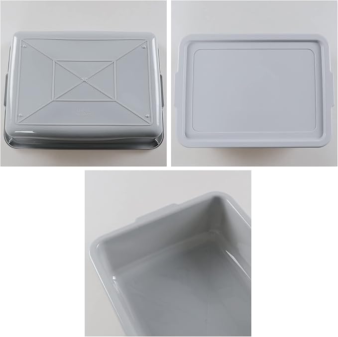 Wekioger 3 Pack Bus Tubs Commercial 13 L Meat Tubs with Lids Silver Grey
