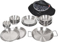 Set of 18 Stainless Steel Outdoor Camping Cookware Mess Kit Camping Dish Set Includes Plates Bowl Storage Bag18