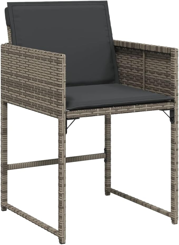 Patio Chairs with Cushions Set of 4 Gray Poly Rattan Outdoor Lounge Chairs Garden Furniture with Removable Cushions for Patio Garden Lawn and Outdoor Relaxation
