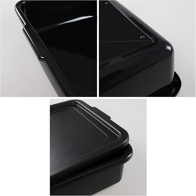 3-Pack Plastic Bus Tubs with Lid 13 L Commercial Bus Box with Lid Black