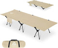 CAMPNACHT Ultralight Camping Cot with Leg Extenders Aluminum Lightweight Folding Cot for Adults Portable Backpacking Compact Tent Cot for Outdoor Hiking 1 Pack with 2 Use Modes Khaki