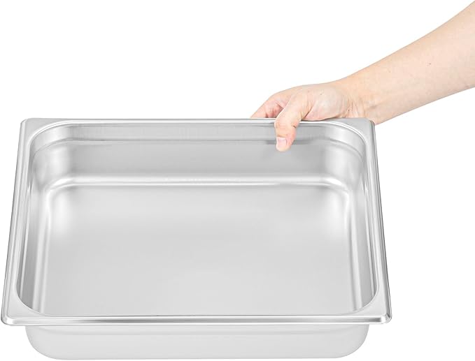 Restaurantware Hotel Pan 1 Count 2/3 Size Anti-Jam 2.5â€ Deep Freezable 24 Gauge Stainless Steel Steam Pan Lid Sold Separately for Use in Commercial Kitchens Cafeterias and Catering Event