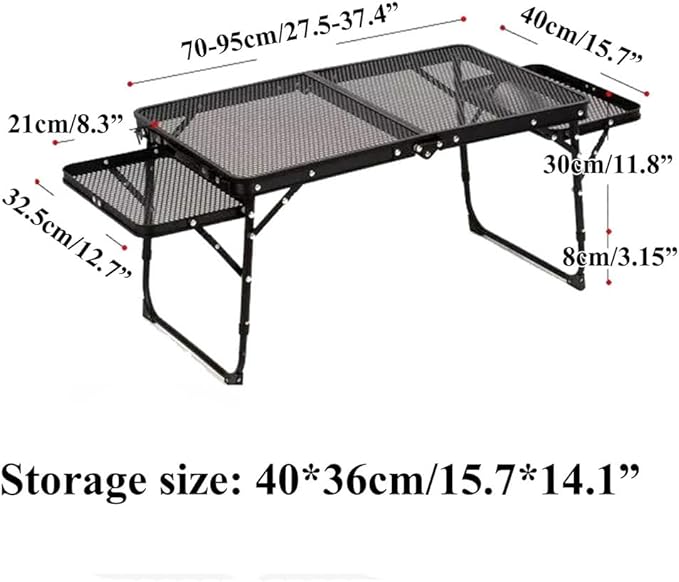 Camping Tables That Fold Up LightweightMetal Portable Grill Table for Outdoor Garden Patio BBQ Party MarketCamping Grill Side Table with 2 Wing Panels70cm/27.5”
