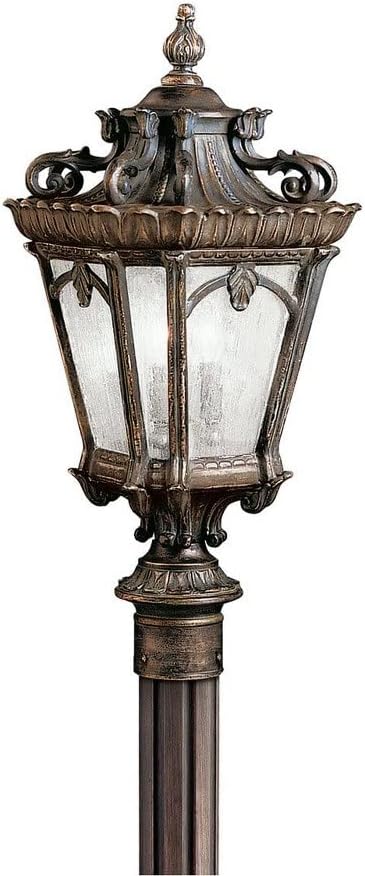 Kichler Tournai 30 4 Light Outdoor Post Light with Clear Seeded Glass in Textured Black