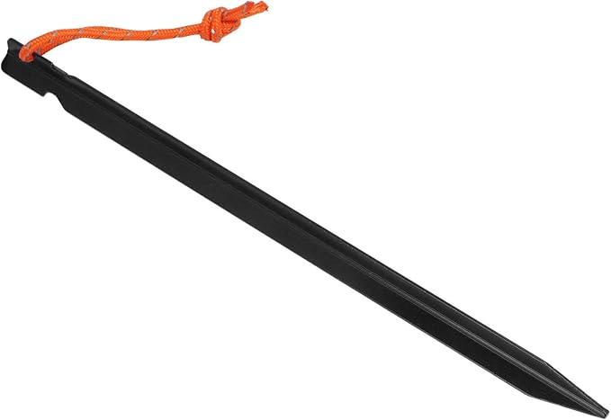 20pcs V Shape Heavy Duty Tent Stakes with Ropes Aluminum Alloy Tent Pegs for Camping Canopy 9 Inch Long Outdoor Tent Garden Stakes for Secure Ground Penetration in All Soil Types (Black)