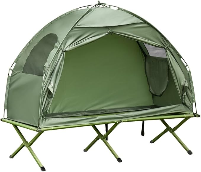 Portable Camping Cot for AdultsFolding Cot for Sleeping with Mattress Elevated Tent and Sleeping Bag Multifunctional Outdoor Tent Cot Bed 1 Person