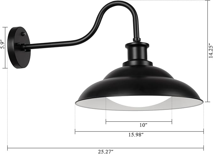 Dusk to Dawn Outdoor LED Barn Lights 16 Inch Large Farmhouse Exterior Wall Light Fixtures with Adjustable Color Temperature Modern Black White Porch Lights Outside for House Garage Doorway