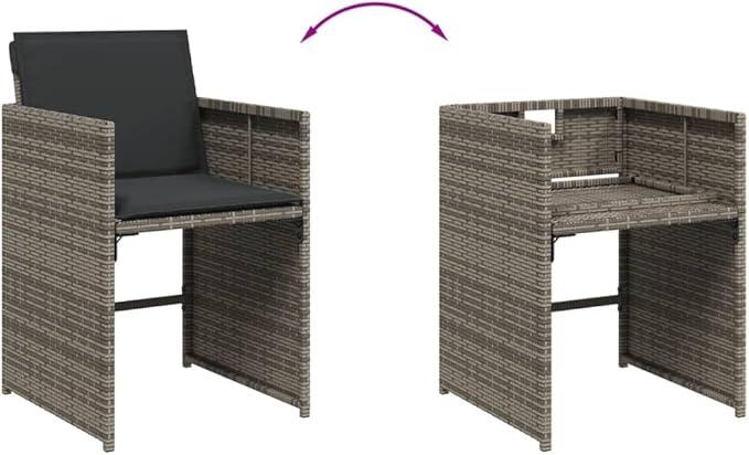 Patio Chairs with Cushions Set of 4 Outdoor Furniture Gray Poly Rattan Comfortable Lounge Chairs for Garden Patio Lawn and Balcony