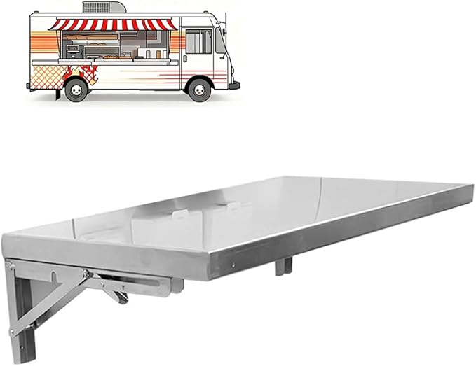 RV Concession Shelf Stainless Steel Folding Table Wall Mount Fold Down Laundry Table Kitchen Wall Tables for Food Truck Restaurant BBQ Workstation(90x40cm/36x16in)