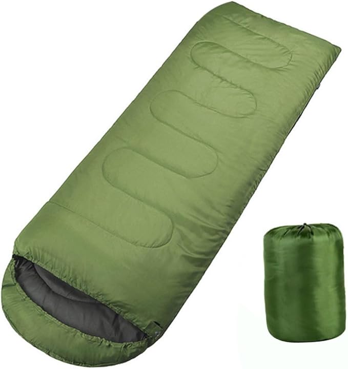 Balacoo Hooded for Camping and Hiking Lightweight Mummy Design with Drawstring Hood Internal Pouch for Valuables Olive Green Outdoor Blanket for Adults