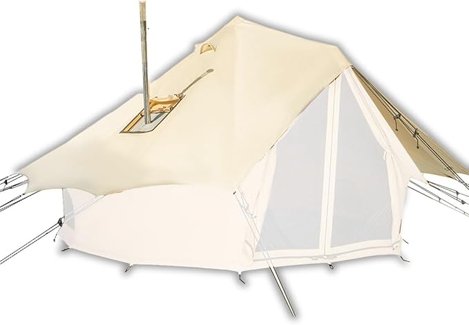 WHITEDUCK Regatta Bell Tent Rain Fly – Waterproof Flysheet Cover for Regatta Canvas Bell Tent w StoveJack UV &amp Weather Protection 4 Season Camping &amp Glamping Accessory (16.5' (5M) Cream Whi