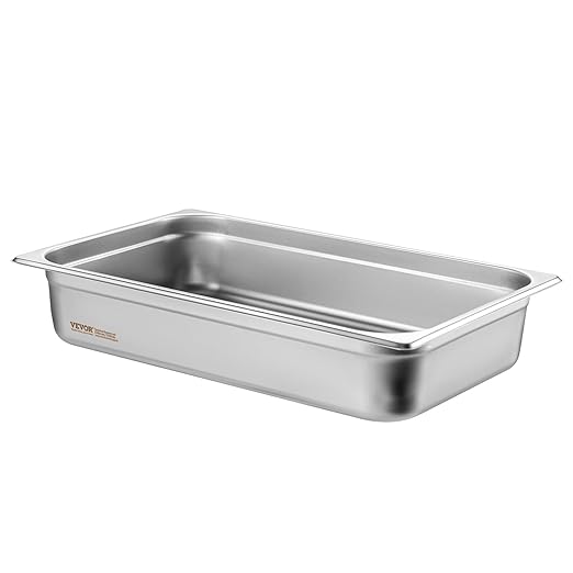 VEVOR 4 Pack Stainless Steel Hotel Pans with lidFull Size 4 Inch Deep 0.8mm Thick Anti-Jam Commercial Food Pans for Steam Tables Restaurants Catering &amp Industrial Use