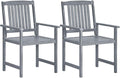 Outdoor Chair Set of 2 Grey Solid Acacia Wood Standard Durable Patio Seating for Garden Balcony Dining