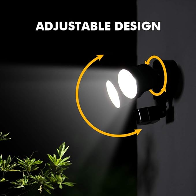 LUTEC Shrimp P6221B-PIR24 2000 Lumen 18 Watt 26 LED Motion Activated Integrated Dual-Head Floodlight Outdoor IP54 Waterproof Exterior Security Wall Light for Patio Garden Yard-Black
