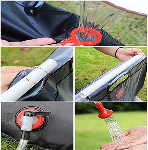 Pop-up Shower Tent &amp 20L Solar Shower Bag Combo - Waterproof Camping Privacy Shelter with Portable Heated Water Reservoir for Outdoor Bathing Beach Hiking (Green 120x120x190cm)