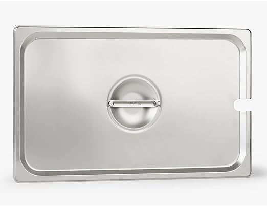 CURTA 6-Pack Full Size Slotted Steam Table Pan Covers with Handle NSF Certified 18/8 Stainless Steel Hotel Pan Lids for Catering Buffet Restaurant Commercial Kitchen Dishwasher Safe
