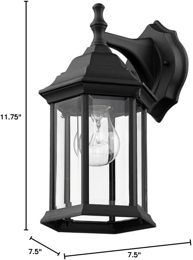 Z-Lite T21BK 1-Light Outdoor Wall Light Clear Beveled Shade