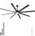 84 lnch lndustrial Celing Fan with Light and Remote ControlLarge Celing Fan with 8 Black Aluminum Blades6 Speed Noiseless DC MotorWet Rated Indoor Outdoor Ceiling Fans for Patioexterior.