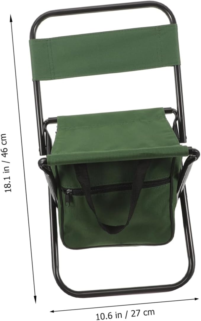 KICHOUSE Portable Folding Chair Back Support Compact Camping Stool for Hiking BBQ Fishing Outdoor