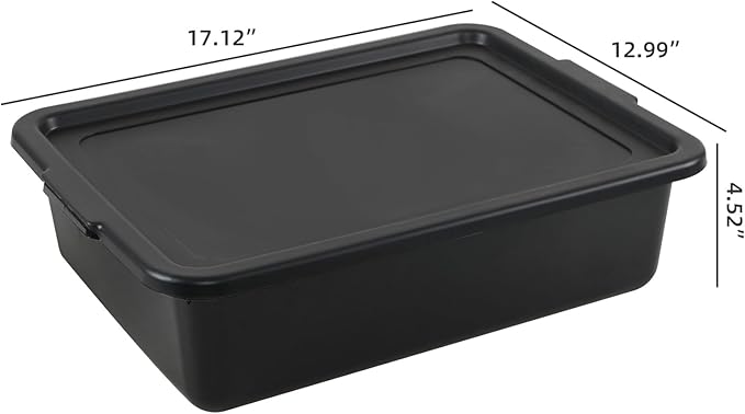 3 Pack 13 L Commercial Bus Boxes with Lid Restaurant Bus Tub Black