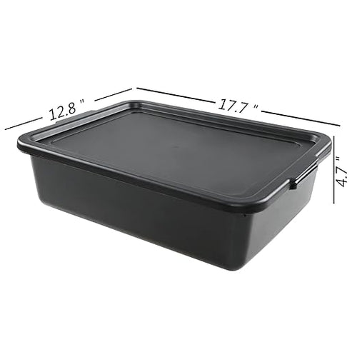 13 L Commercial Bus Tubs with Lid 3-Pack Plastic Bus Box Black