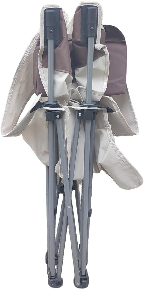 Folding Camping Chairs Portable Beach Chairs with Foot Rest Adjustable Recliner Chairs with Side Pockets &amp Cup Holder for Camping Picnics Fishing Beaches Barbecuesand (Beige)