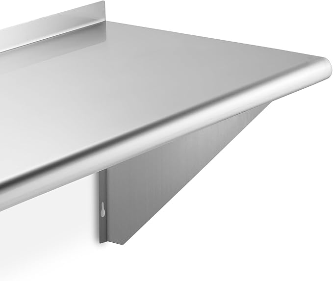 Certified 18 x 60 Commercial-Grade Stainless Steel Wall Mount Shelf with Backsplash - Durable 18 Gauge Shelving for Restaurant Kitchen Utility Room and Garage