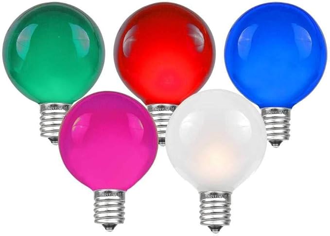 G40 Patio String Lights with 25 Multi Globe Bulbs - Hanging Garden String Lights - Vintage Backyard Patio Lights - Outdoor String Lights - Market Cafe String Lights - Green Wire - 25 Foot