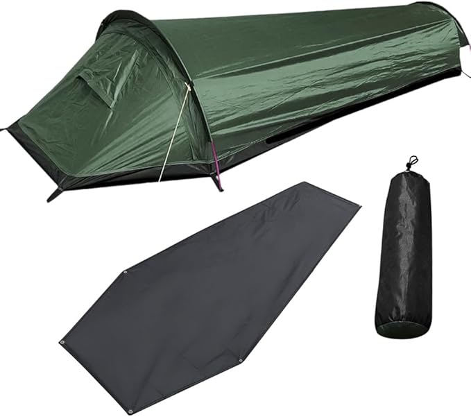 Single Person Backpacking Tent Hiking Bivy Tent Lightweight Sleeping Bag Tent with Ground ClothBackpacking Tent
